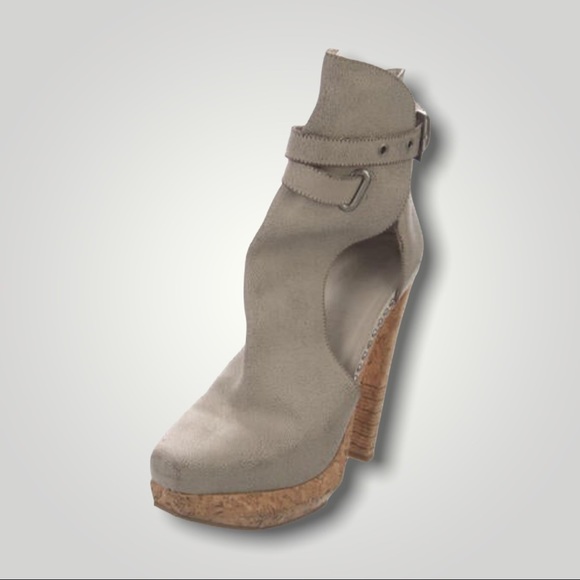 HERVE LEGER COLORBLOCK 5.5" HEEL OPEN BUCKLE BOOTS - GRAY - 6.5 - Picture 2 of 4